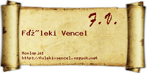 Füleki Vencel névjegykártya